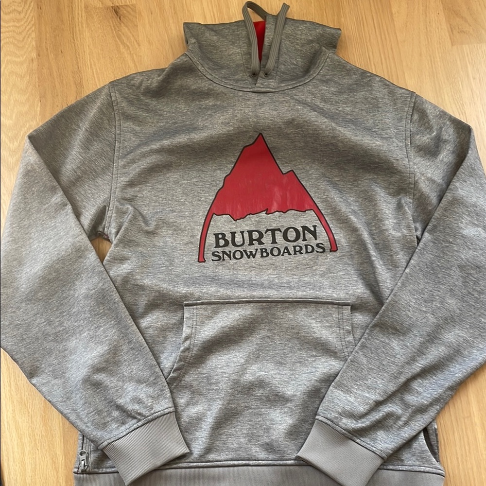 Burton Gray Hoodie with Red Logo